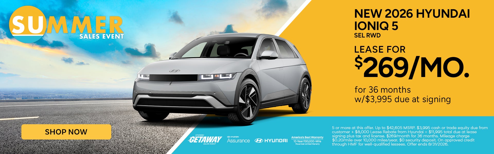 Lease 2026 Hyundai IONIQ 5 for $269/month for 36 months
