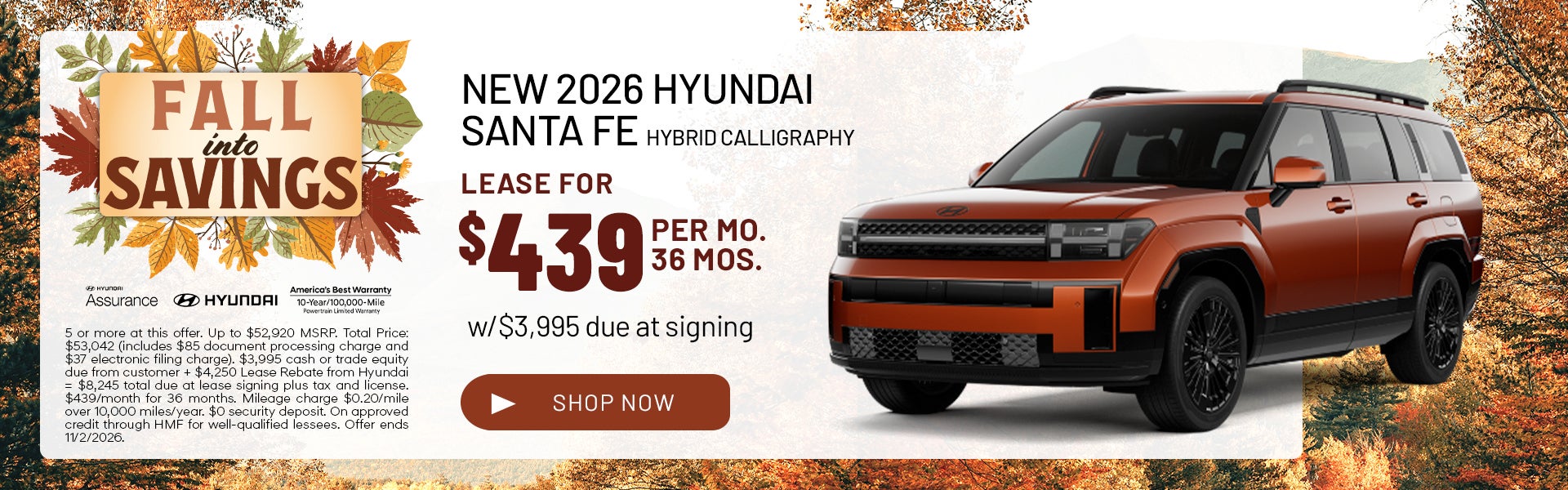 Lease for $439/month for 36 months $3,995 due at signing