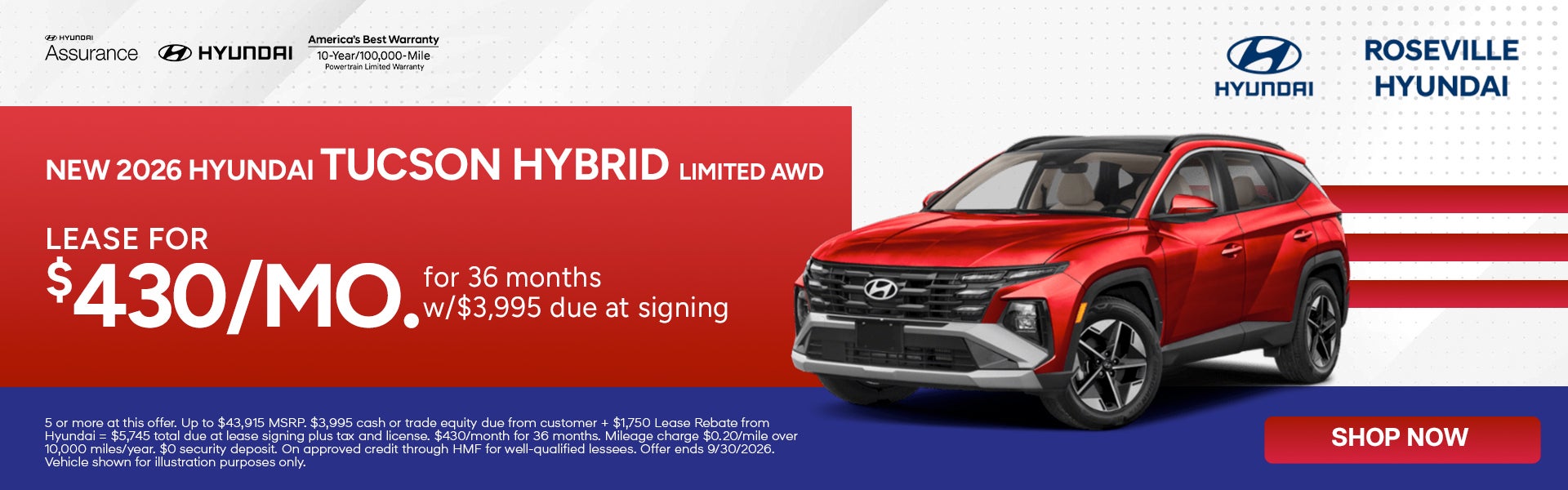 Lease for $430 per month for 36 months $3,995 due at signing