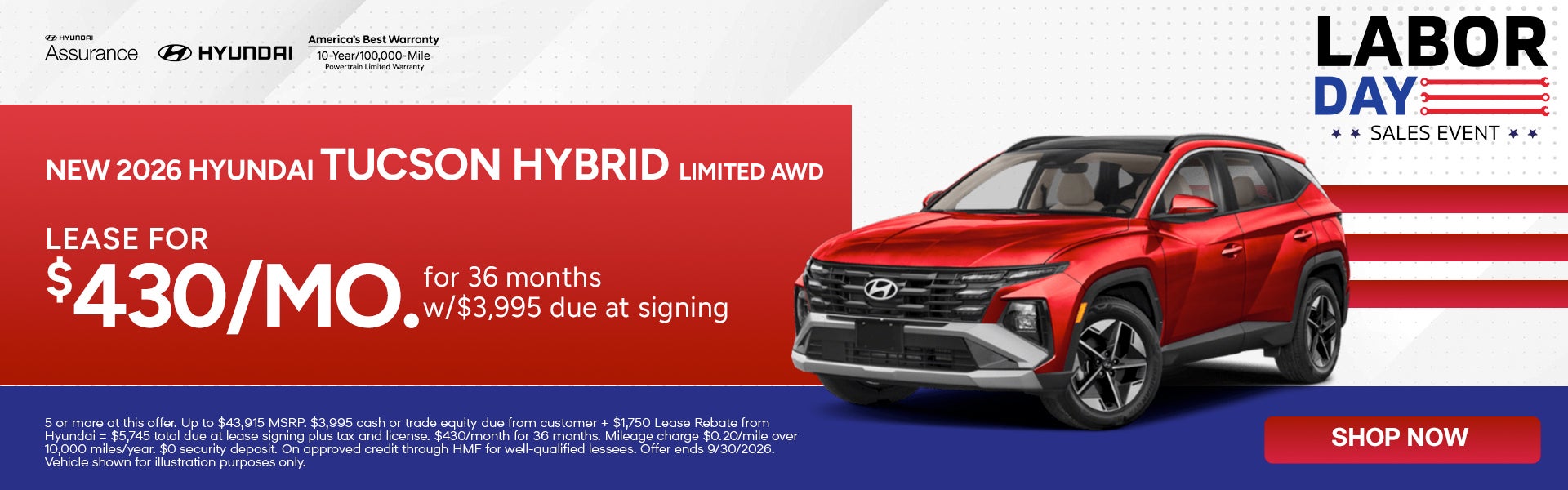 Lease for $430 per month for 36 months $3,995 due at signing