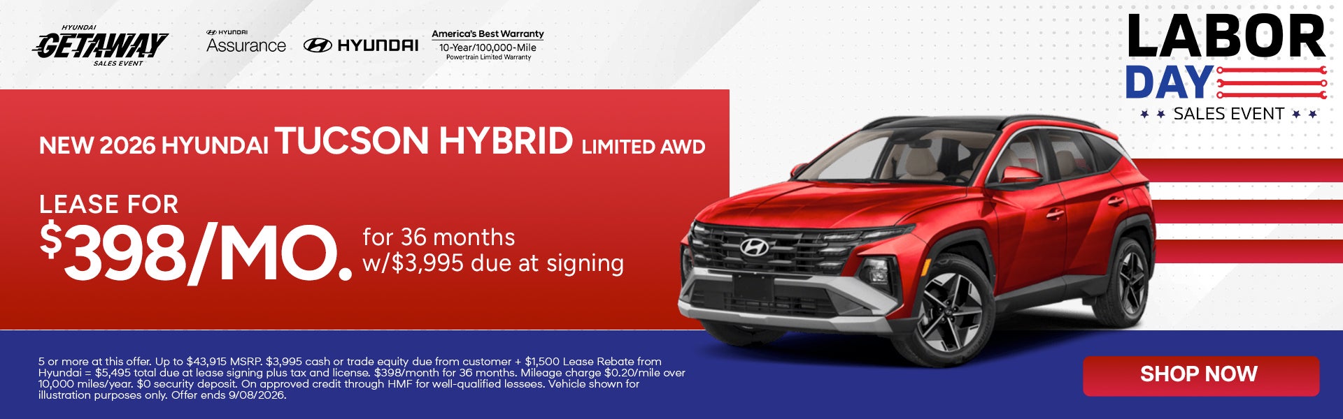 Lease for $398 per month for 36 months $3,995 due at signing