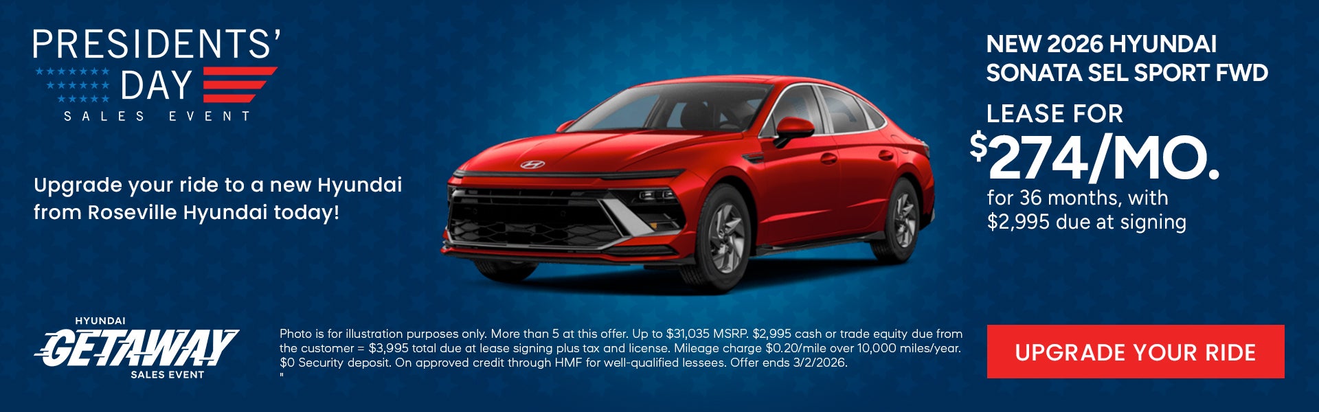 Lease for $274/month for 36 months $2,995 due at signing